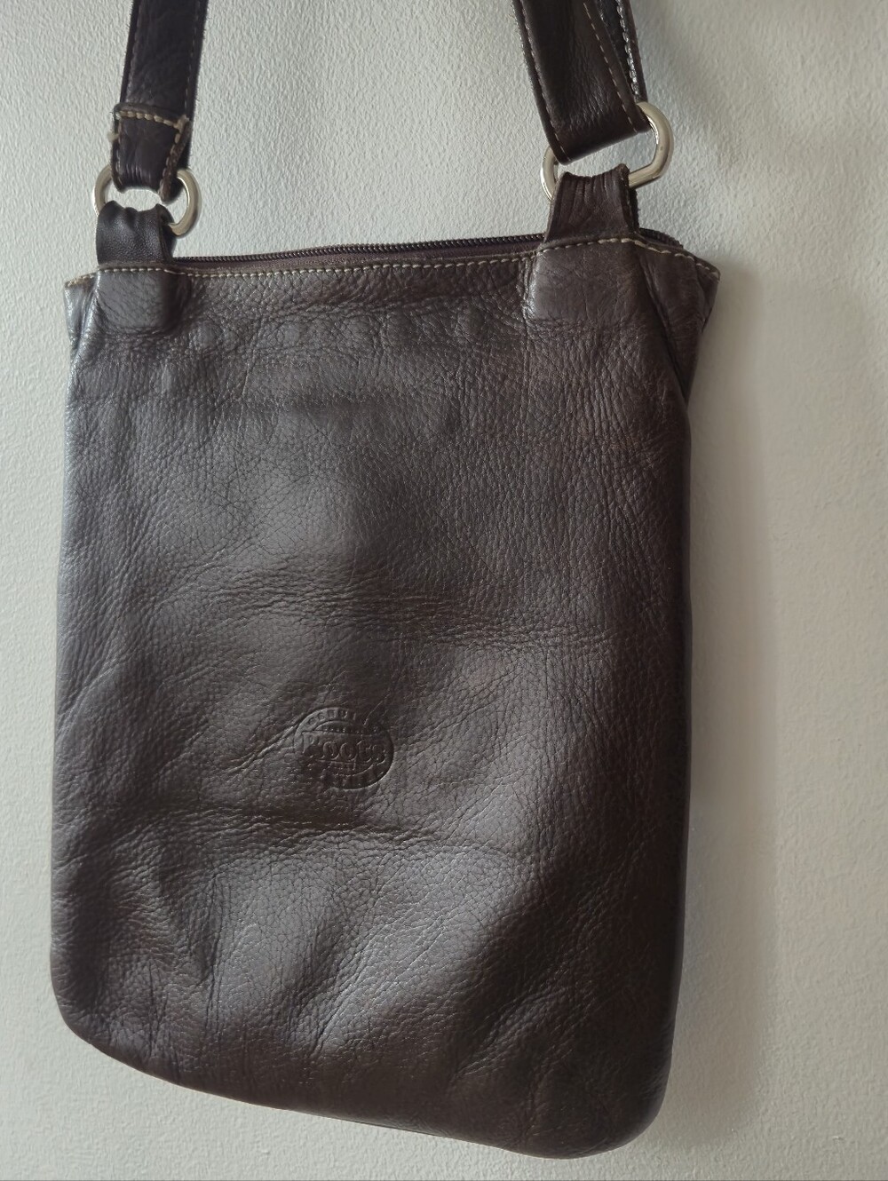 Roots Canada Brown Leather Crossbody Bag Slim Messenger Purse Vintage